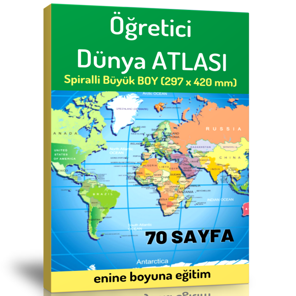 Öğretici Büyük Boy Dünya Atlası (70 Seçilmiş Harita) - Enine Boyuna Eğitim - Enine Boyuna Eğitim - Image 1