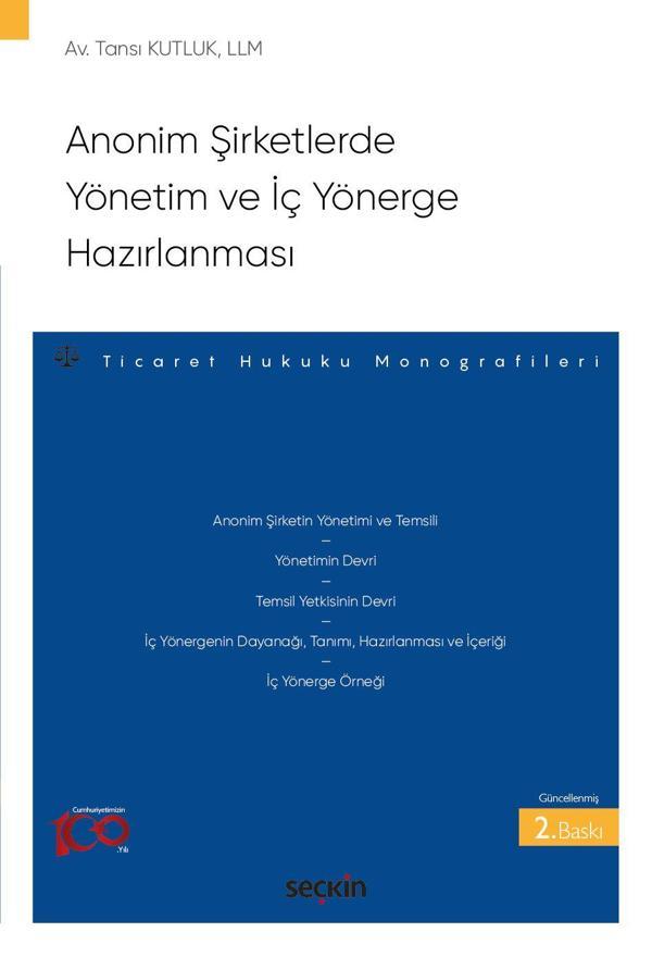 Anonim Şirketlerde Yönetim ve İç Yönerge Hazırlanması - Seçkin Yayıncılık - Image 1