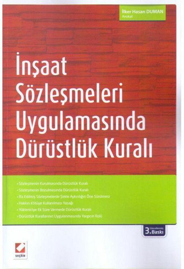 İnşaat Sözleşmeleri Uygulamasında Dürüstlük Kuralı - Seçkin Yayıncılık - Image 1