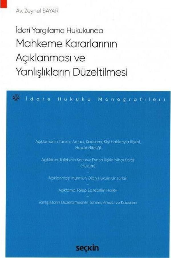 Mahkeme Kararlarının Açıklanması ve Yanlışlıkların Düzeltilmesi - Seçkin Yayıncılık - Image 1