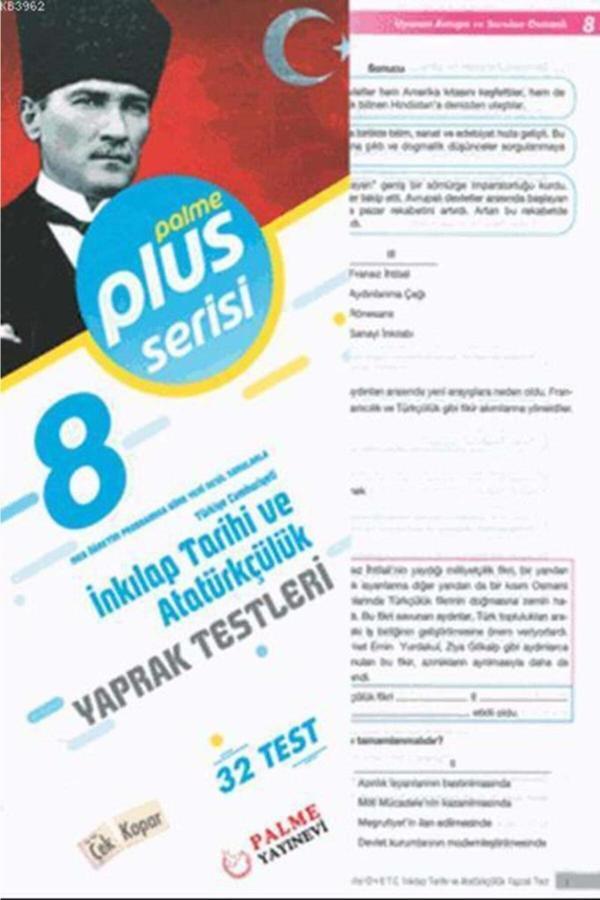 8.Sınıf Plus Serisi T.C. Inkılap Tarihi Ve Atatürkçülük Yaprak Testleri - Palme Yayınları - Palme Eğitim - Image 1