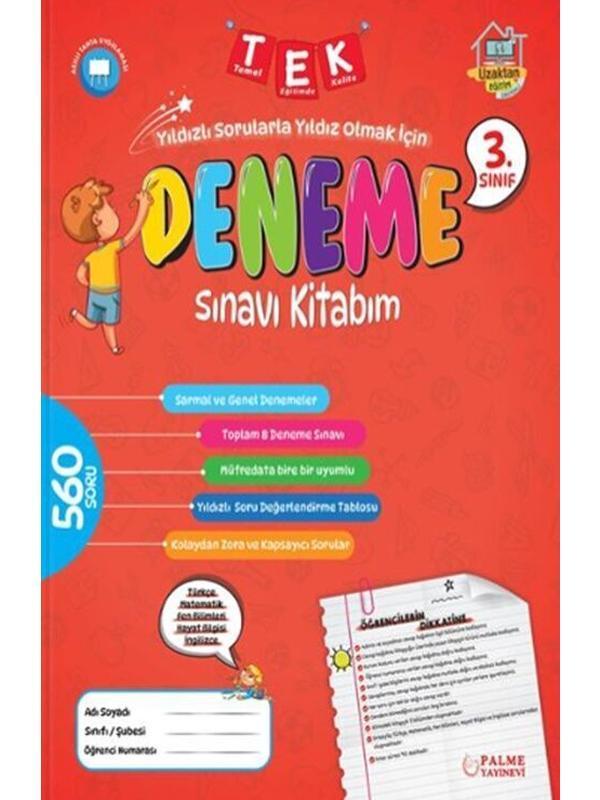 Palme 3.Sınıf Tüm Dersler 8'Li Deneme Sınavı 560 Soru - Palme Yayınları - Palme Eğitim - Image 1