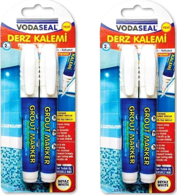 Vodaseal Fayans Derz Kalemi Beyaz 4 lü Set + 4 Adet Yedek Uç - Image 1