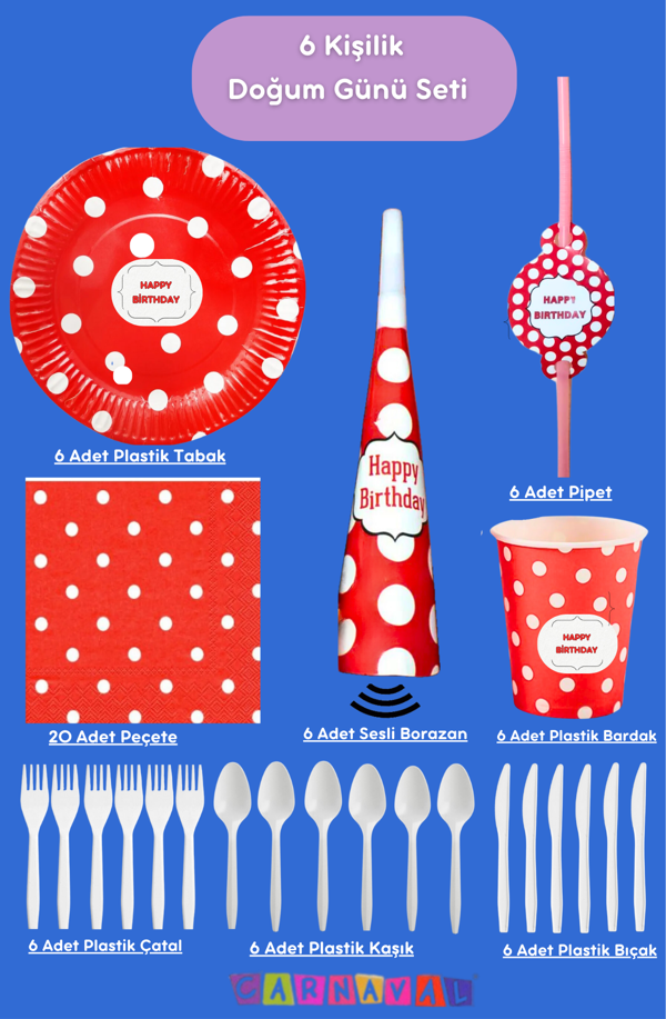 Carnaval Puanlı Happy Birthday Doğum Günü Seti 6 kişilik - Image 1