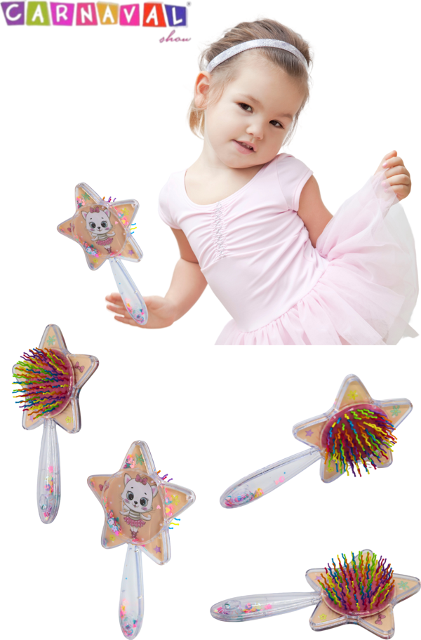Carnaval Pullu Renkli Şeffaf Kristal Saç Fırçası - Image 1
