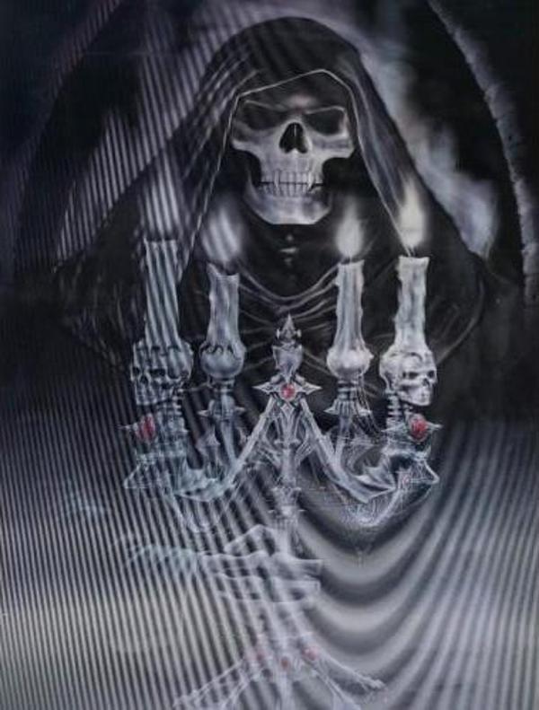 5D Elmas Boyama 3 Farklı Resim Değişenli Halloween İskelet Tablosu - Image 1