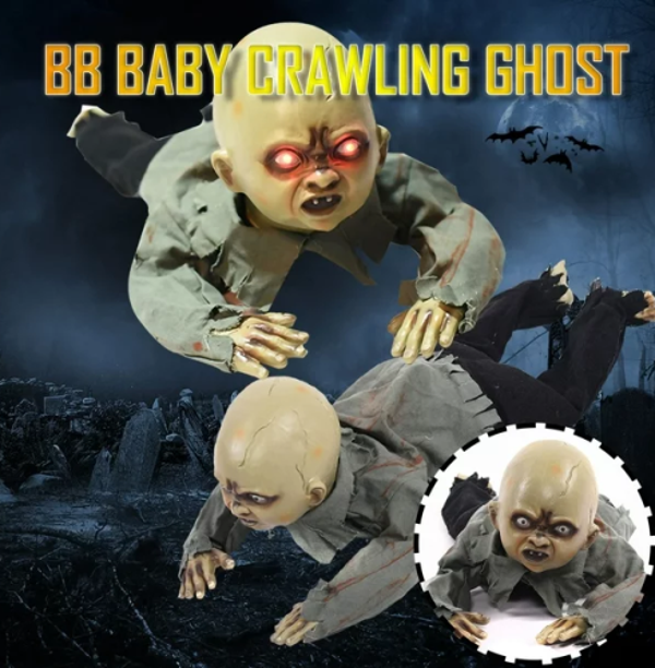 Sesli Işıklı Emekleyen Zombi Bebek Dekor - Image 1