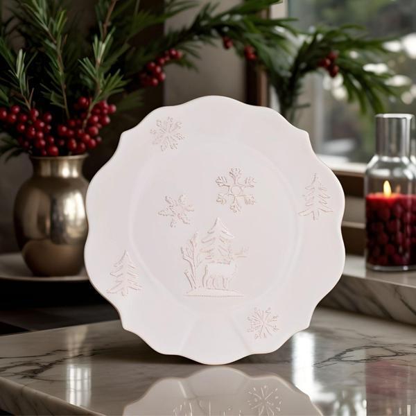 Karaca New Year Yılbaşı Snowy Servis Tabağı 29 Cm Beyaz - Image 1