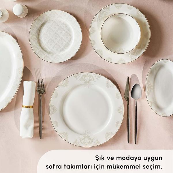 Karaca Elegance Bone Siena 53 Parça 12 Kişilik Yemek Takımı Gold - Image 1