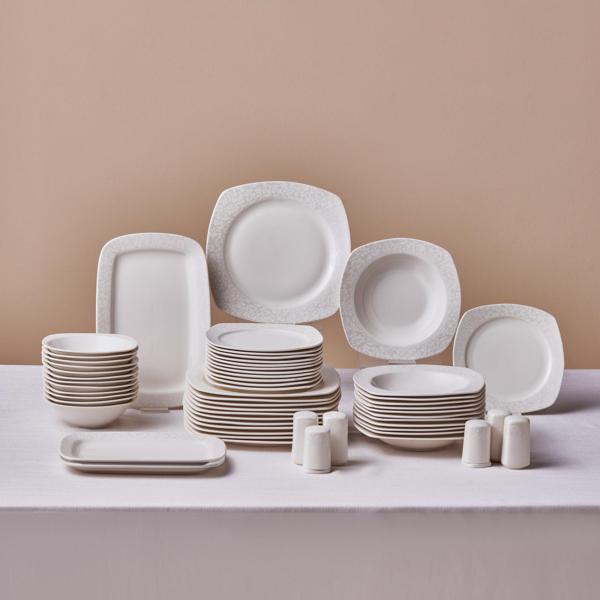 Karaca Square Bone Salen 57 Parça Yemek Takımı - Image 1