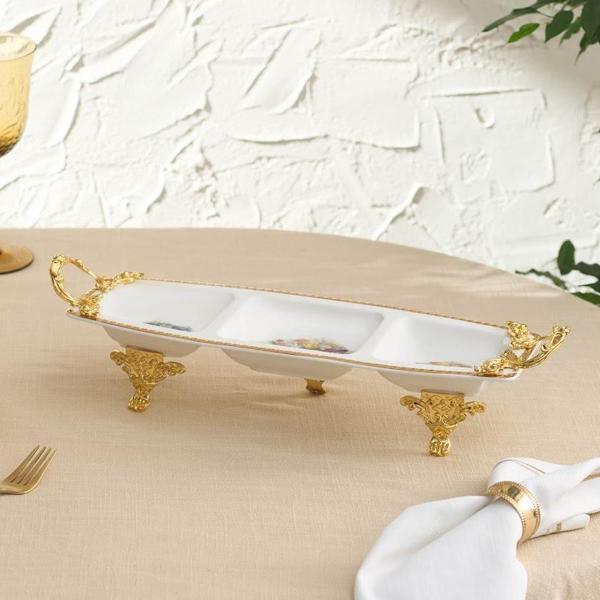 Karaca Home Crown Dekoratif 3'lü Çerezlik 37,5X14,6X8 Cm - Image 1