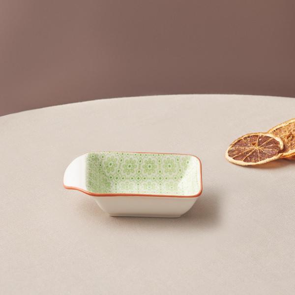 Karaca Floral Yeşil Rectangle Çerezlik/Sosluk 10 cm - Image 1