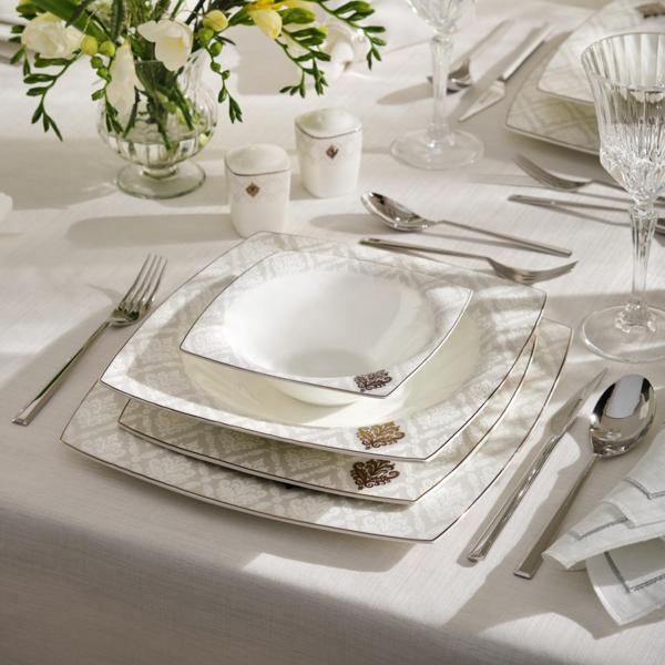 Karaca Fine Pearl Ralya 62 Parça 12 Kişilik Yemek Takımı Kare - Image 1