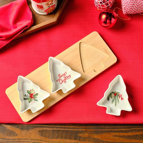 Karaca New Year Yılbaşı Bamboo Snack Çam Ağacı 3'lü Çerezlik - Image 1