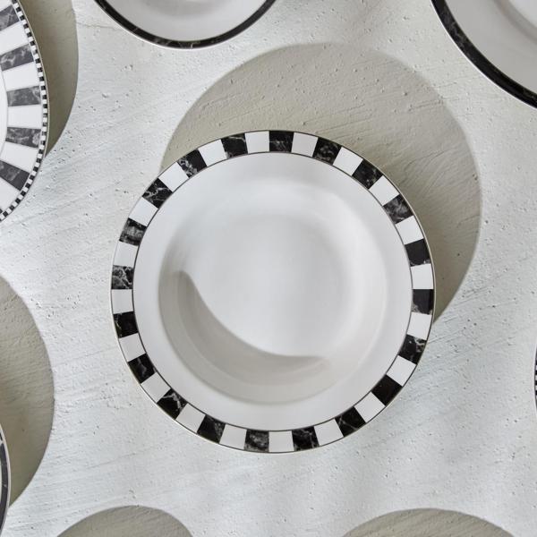 Karaca Damalı Porselen Çukur Tabak 22 cm - Image 1