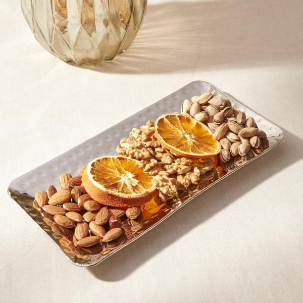Karaca Home Loren Dekoratif Tepsi 25X12 Cm Gümüş - Image 1