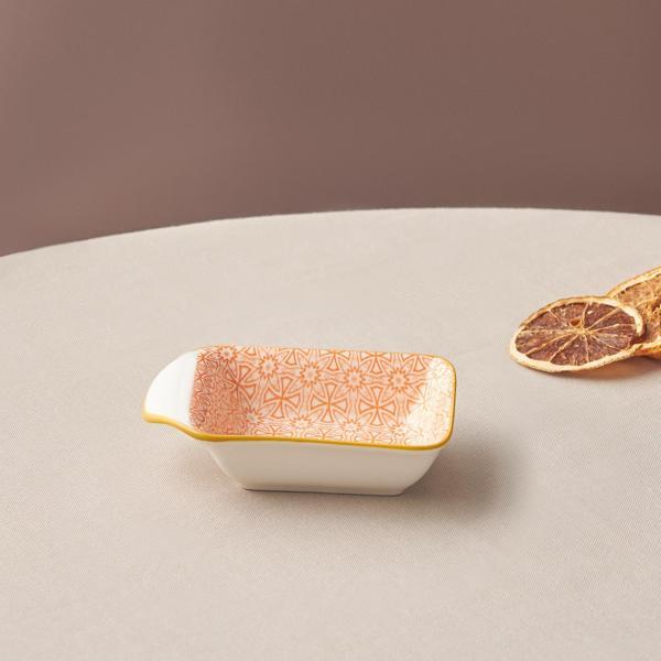 Karaca Floral Turuncu Rectangle Çerezlik/Sosluk 10 cm - Image 1