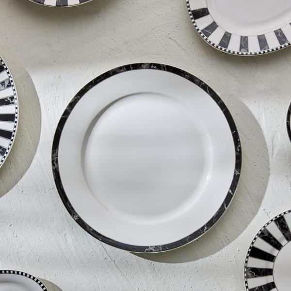 Karaca Damalı Çizgi Porselen Servis Tabağı 27 cm - Image 1