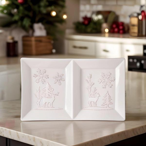 Karaca New Year Yılbaşı Snowy Servis Tabağı 26 Cm Beyaz - Image 1