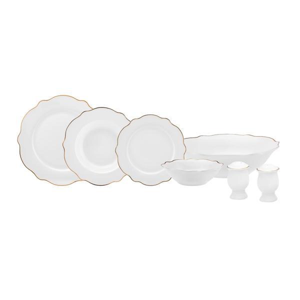 Karaca Daisy Wave Shape Bol Kaseli Porselen  27 Parça 6 Kişilik Yemek Takımı Gold - Image 1