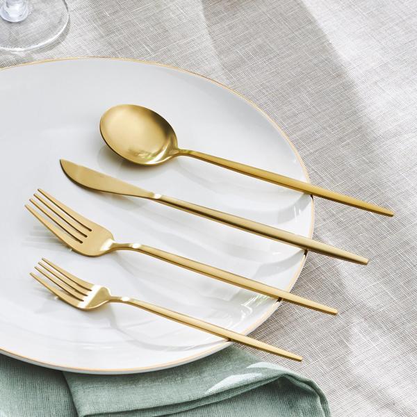 Apricot Faro Matte Gold 24 Parça 6 Kişilik Çatal Kaşık Bıçak Kutulu - Image 1