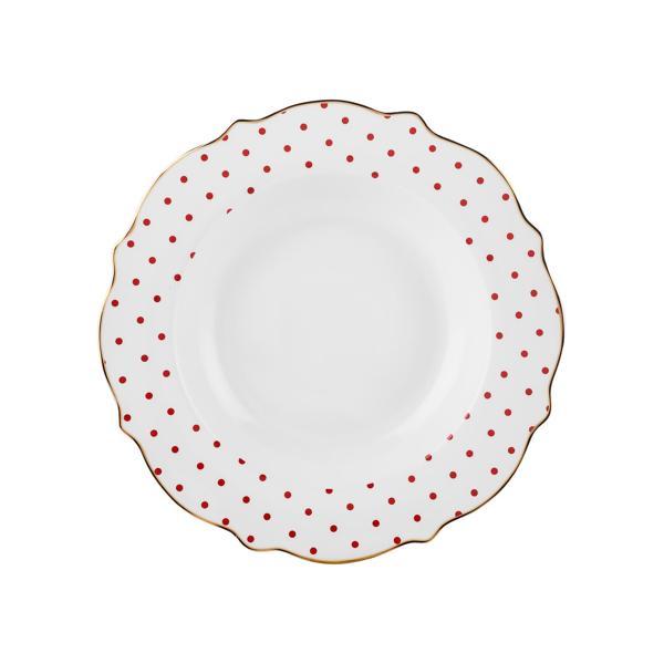 Karaca New Romantic Puantiyeli Çukur Tabak 24 cm Kırmızı - Image 1