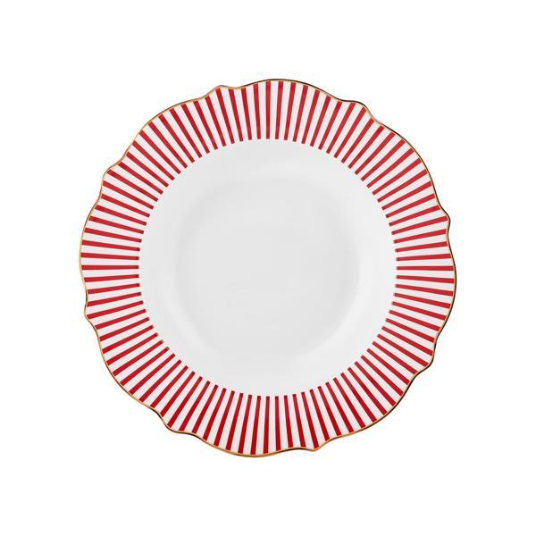 Karaca New Romantic Kırmızı İnce Çizgili Çukur Tabak 24 cm - Image 1