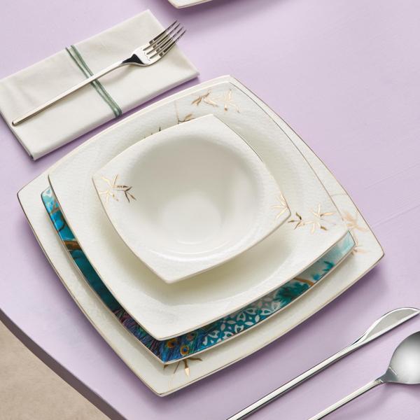 Karaca Fine Pearl Pavo 62 Parça 12 Kişilik Yemek Takımı Kare - Image 1