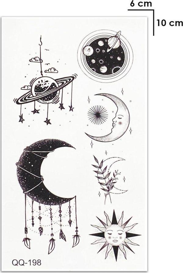 Best Friend Ay Ve Gezegen Bilek Geçici Dövme Tattoo Aksesuar Şık - Image 1