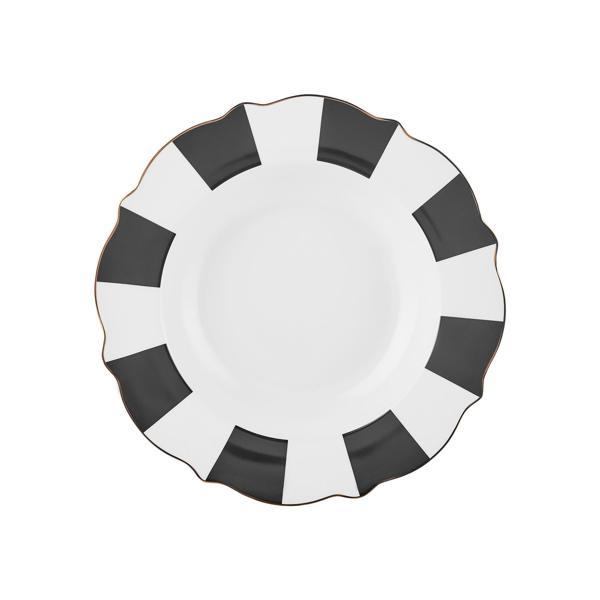 Karaca New Romantic Kalın Çizgili Çukur Tabak 24 cm Siyah - Image 1