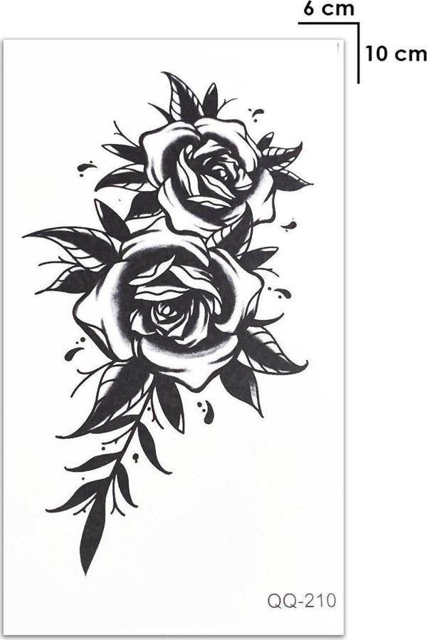 Çiçekli Gül Geçici Dövme Tattoo Şık Aksesuar - Image 1