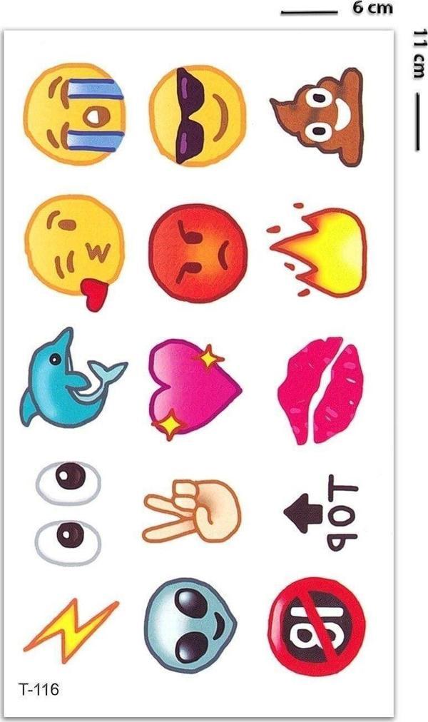 Emojiler Mini Boy Renkli Dövme Aksesuar Şık Moda Yaz - Image 1