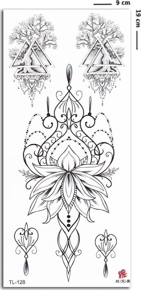 Exile Mandala Desenli Geçici Lotus Dövmesi Aksesuar Şık Vücut Dövmesi - Image 1