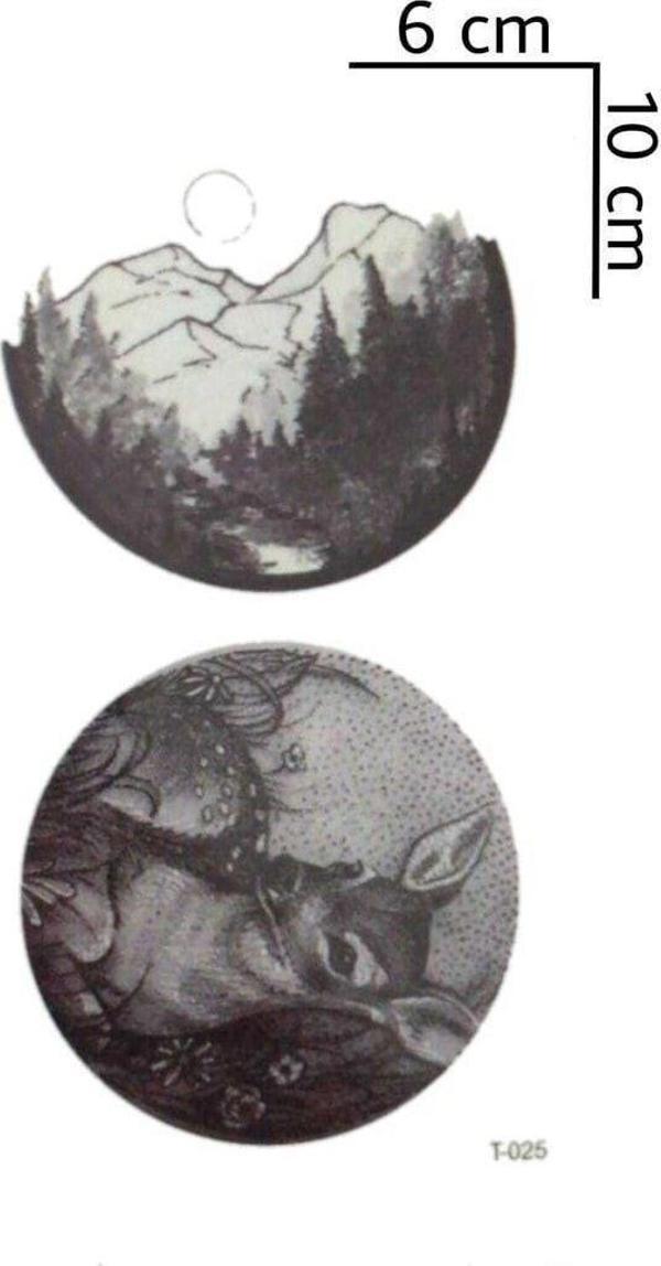 Geyik Temali 2 li Minimal Kol ve Vucut Geçici Dövme Tattoo Aksesuar Şık Moda Aksesuar - Image 1