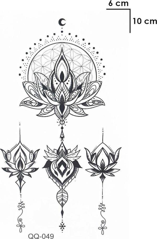 Göğüs Arası Lotus Çiçek Tattoo Geçici Dövme Tattoo Aksesuar Şık Moda Yaz - Image 1
