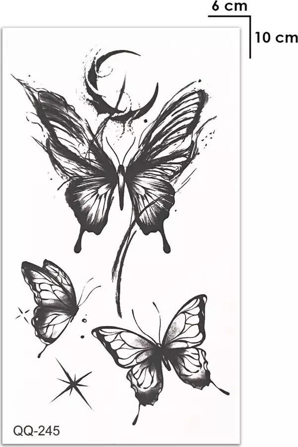 Hilal Ve Kelebek Göğüs Arası Geçici Dövme Tattoo Aksesuar Şık Geçici Dövme - Image 1