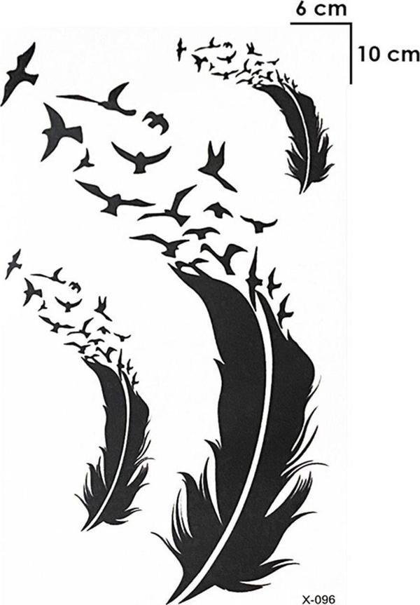 Kuş Tüyü Ve Uçan Kuşlar Geçici Dövme Tattoo Aksesuar Şık Moda Yaz - Image 1