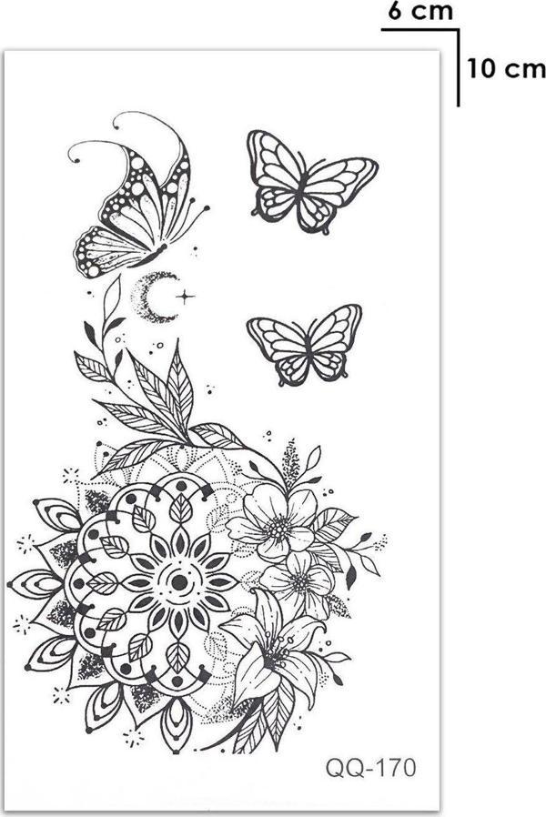 Mandala Kelebek Göğüs Arası Geçici Dövme Tattoo Aksesuar Şık - Image 1