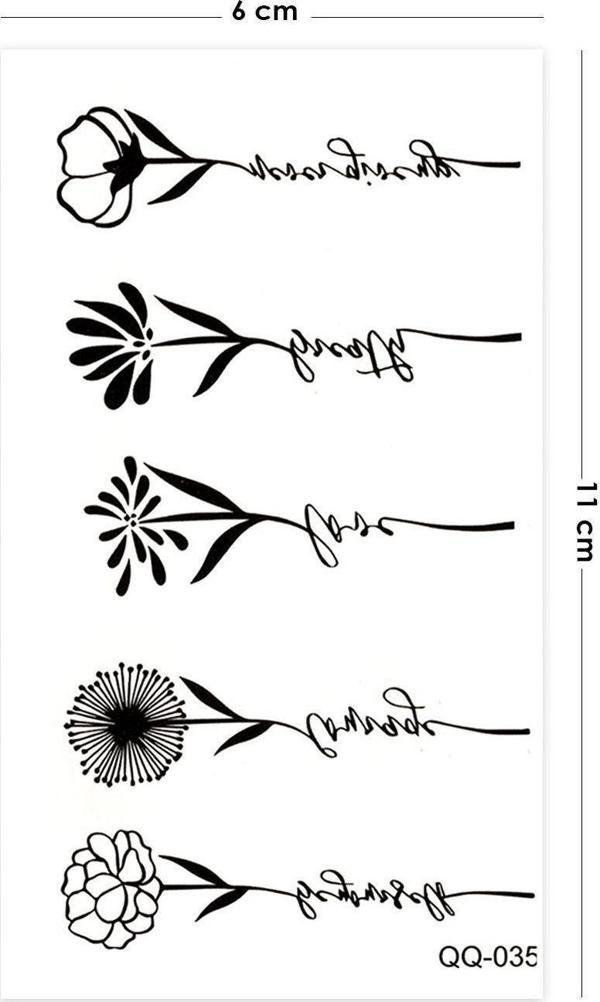 Minimal Çiçek Geçici Dövme Floral Tattoo Aksesuar Şık - Image 1