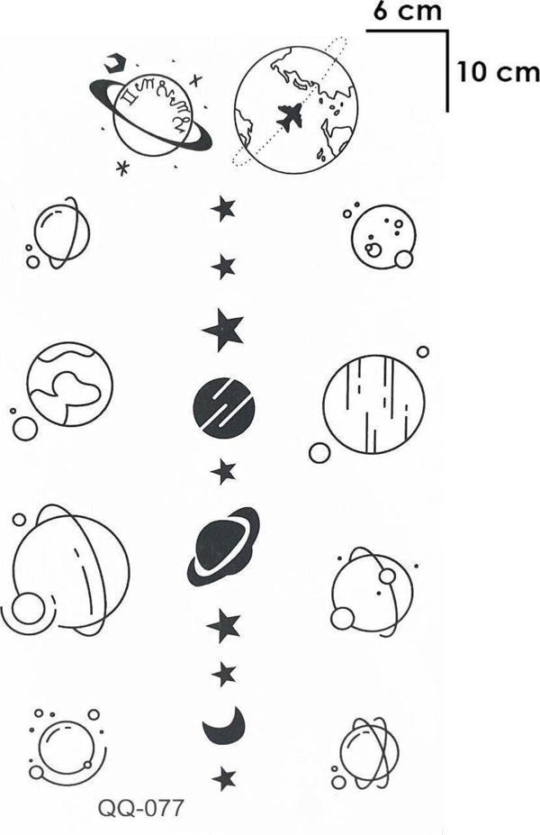 Minimal Gezegen Tattoo Geçici Dövme Minimal Tattoo Aksesuar Şık Moda Aksesuar - Image 1