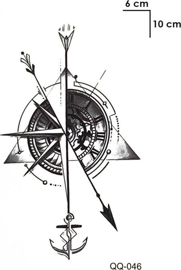 Pusula Geçici Dövme Tattoo Aksesuar Şık Moda Yaz - Image 1