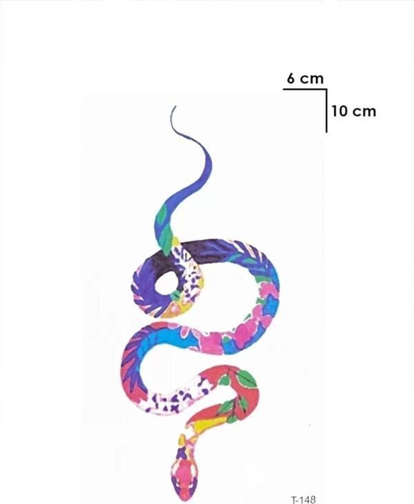 Renkli Yılan Desen Geçici Dövme Tattoo Aksesuar Şık Moda Yaz - Image 1