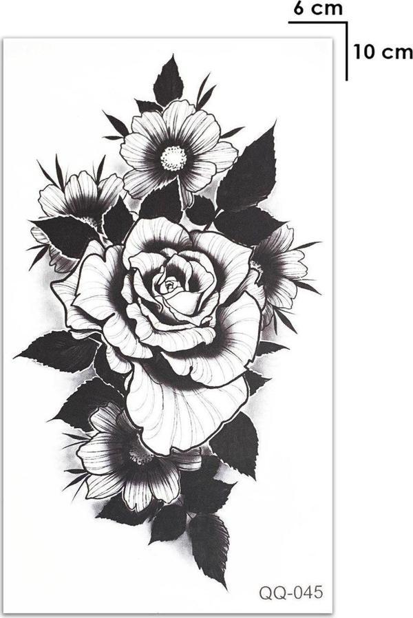 Siyah Gül Geçici Dövme Tattoo Şık Aksesuar - Image 1