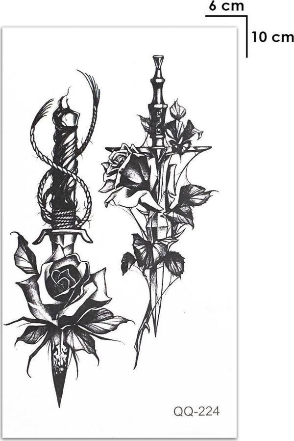 Siyah Kılıç Geçici Dövme Tattoo Şık Aksesuar - Image 1