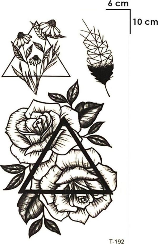 Üçgen ve Gül Geçici Dövme Tattoo Aksesuar Şık Geçici Dövme - Image 1