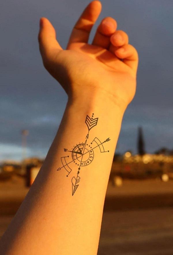 Unisex Mini Pusula Geçici Dövme Tattoo Minimal Tattoo Aksesuar Şık Moda Aksesuar - Image 1