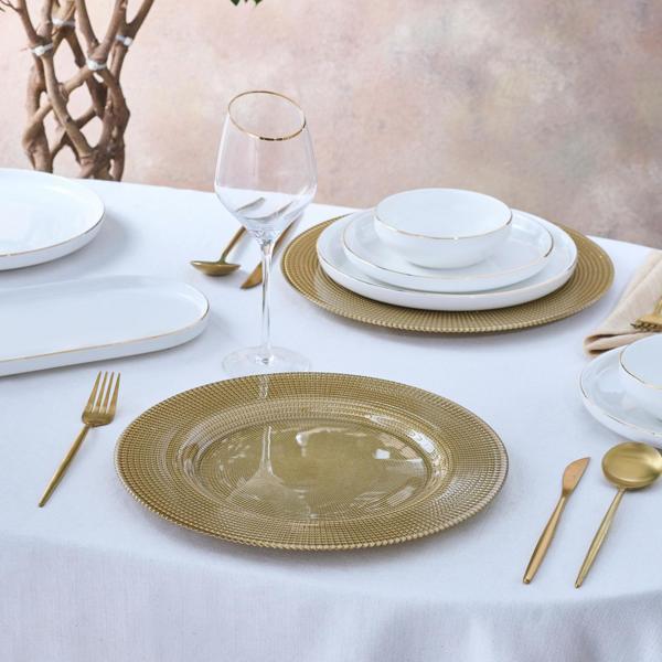 Karaca Home Marisa Yuvarlak Simli Altın Supla 33 Cm - Image 1
