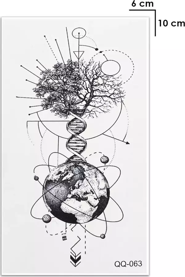 Dna Evren Soyağacı Boyun Sırt Geçici Dövme Tattoo - Image 1