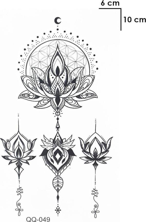 Göğüs Arası Lotus Çiçek Tattoo Geçici Dövme - Image 1