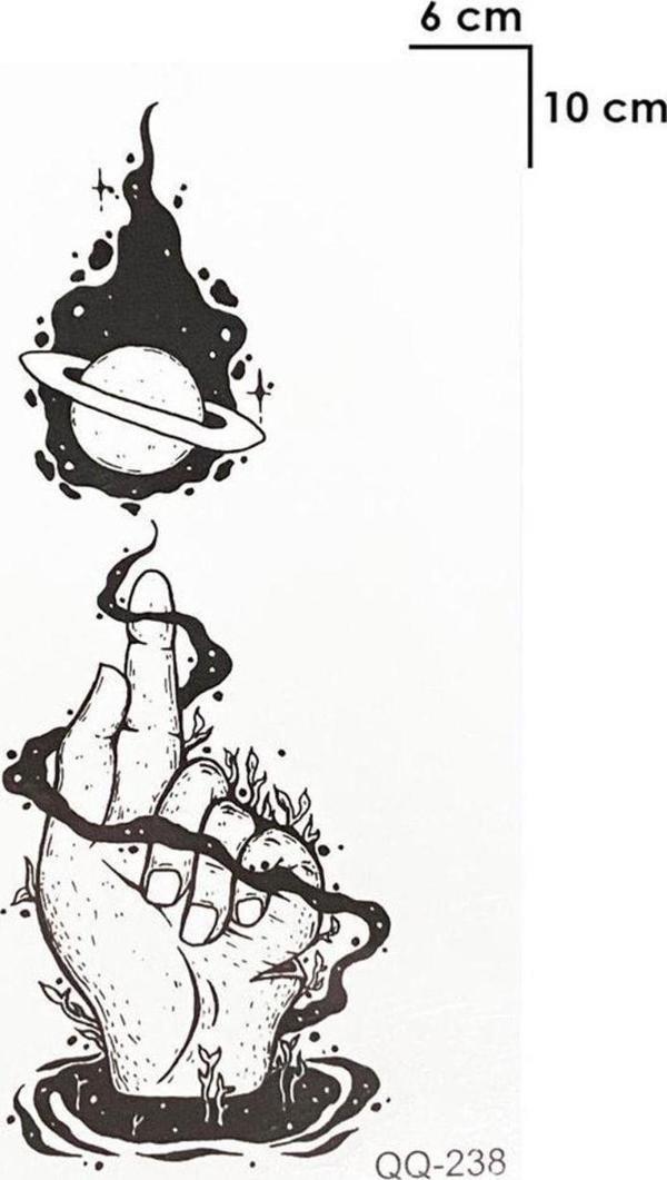 Satürn Göğüs Arası Geçici Dövme Tattoo - Image 1